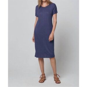 NEW MAJESTIC FILATURES stretch cap sleeve crewneck dress in ocean sz small